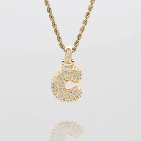 LI BUBBLE LETTER NECKLACE (GOLD)