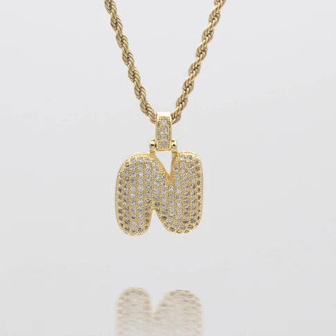 LI BUBBLE LETTER NECKLACE (GOLD)