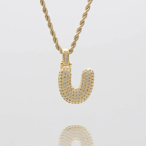 LI BUBBLE LETTER NECKLACE (GOLD)